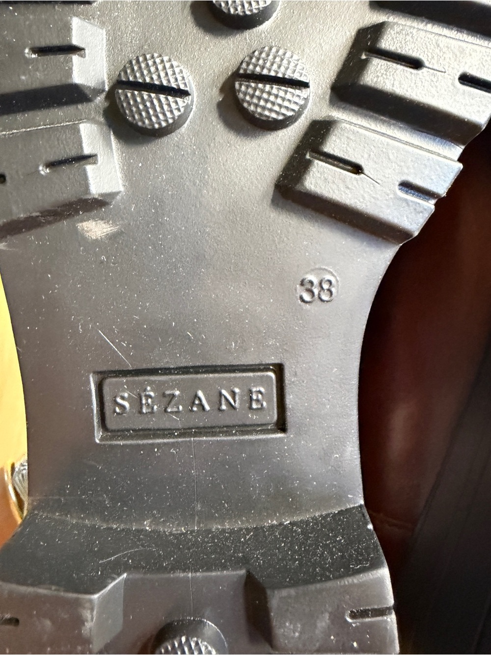 Sezane Brown Leather Tassel Loafers with Black Lug Sole - Picture 8 of 11